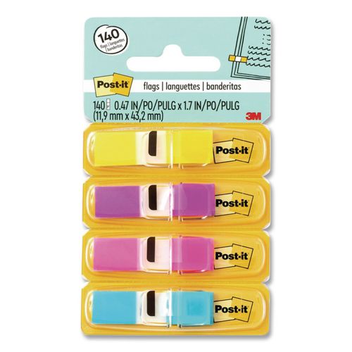 Image of Post-it® Flags 683-4AB Small Page Flags in Dispensers, 0.5 x 1.75, Four Colors, 35/Color, 4 Dispensers/Pack