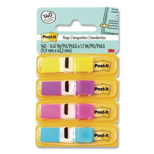 Image of Post-it® Flags 683-4ABX Highlighting Page Flags, 4 Bright Colors, 0.5 x 1.75, 35/Color, 4 Dispensers/Pack