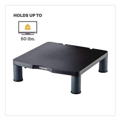 Image of Fellowes® 9169301 Standard Monitor Riser, 13.38" X 13.63" X 2" To 4", Graphite, Supports 60 Lbs