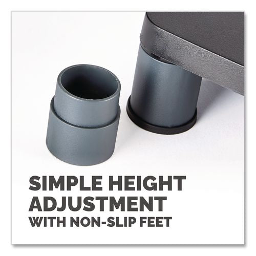 Image of Fellowes® 9169301 Standard Monitor Riser, 13.38" X 13.63" X 2" To 4", Graphite, Supports 60 Lbs