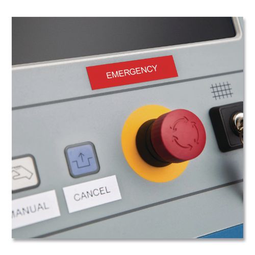 Image of DYMO® 1805416 Rhino Permanent Vinyl Industrial Label Tape, 0.5" X 18 Ft, Red/white Print