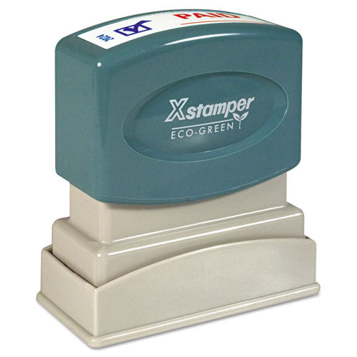 Image of Xstamper® 036029 Two-Color Title Stamp, Paid, Blue/red