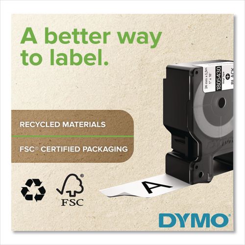 Image of DYMO® 1805430 Rhino Permanent Vinyl Industrial Label Tape, 1" X 18 Ft, White/black Print