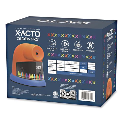 Image of Elmer's® 1680 Crayonpro Electric Sharpener, School Version, Ac-Powered, 5.63 X 8.75 X 7.13, Orange/blue