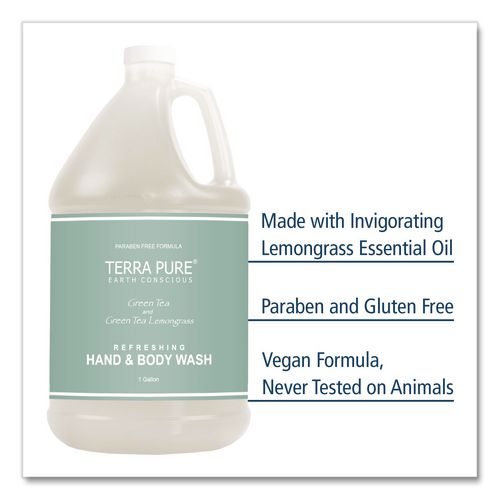 Image of Diversified Hospitality Solutions 002294EA Terra Pure Body Wash Gallon, Green Tea Lemongrass Scent, 1 gal Bottle