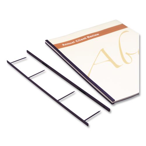 Image of GBC® 9741631P VeloBind Reclosable Spines for 11 x 8.5 Documents, 4 Pins, 1.25" (200-Sheet) Capacity, Blue, 25/Pack