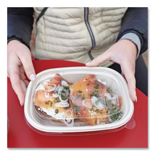 Image of World CentricÂ® PLA Lids for Fiber Containers, 8.8 x 6.9 x 0.8, Clear, Plastic, 400/Carton
