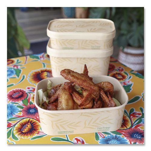 Image of World Centric® CTL-NT-16 Paper Lids for Containers, 4.7 x 6.8 x 0.8, Natural, Paper, 300/Carton