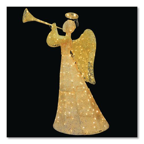 Image of National Tree Company® DF210004C Champagne Angel Decoration, AC Powered, Warm White LED Lights, 18" x 33" x 60", Champagne