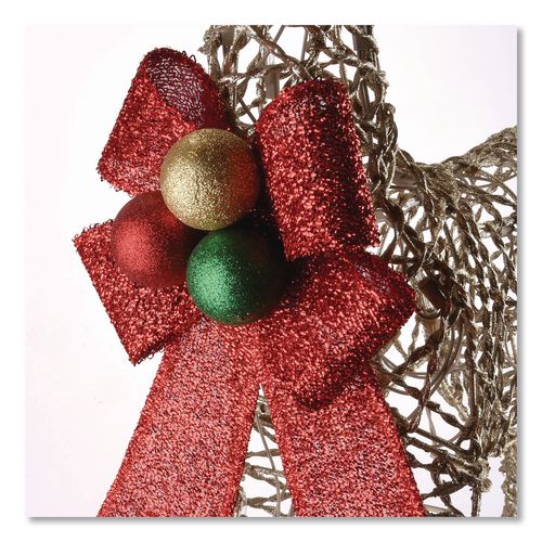 Image of National Tree Company® DF370001U Champagne Glitter Deer Family, AC Powered, Warm White LED Lights, 27" x 8.5" x 60", Champagne