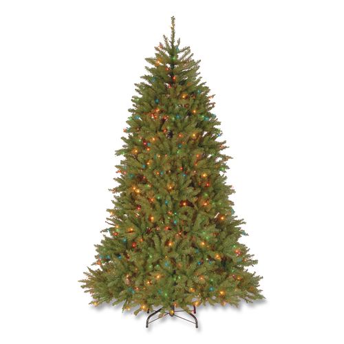 Image of National Tree Company® DUH75RLO Pre-Lit Dunhill Fir Tree, 59" x 59" x 90", Green Tree, Green Tree Stand