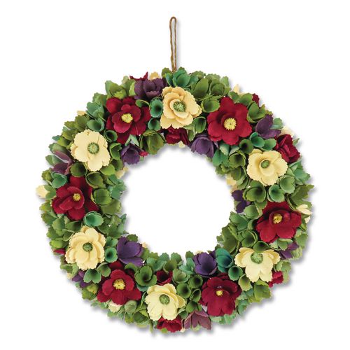 Image of National Tree Company® EG79B0027181 Red and Cream Floral Wreath, 18" x 18" x 3.93", Red