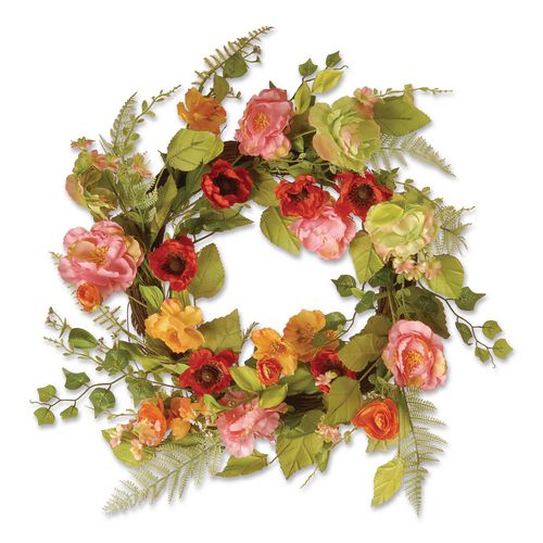 Image of National Tree Company® RAS1503261 Spring Wreath, 22" Diameter x 3" h, Green/Pink/Red/Yellow