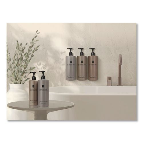 Image of Diversified Hospitality Solutions 458975EA Terra Pure Body Lotion Air Pump, 16.23 oz Bottle, Green Tea and Lemongrass Scent