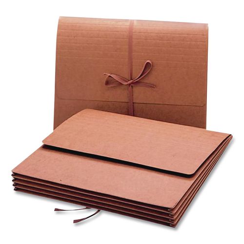 Image of Smead Redrope Expanding Wallets, 5.25" Expansion, 1 Section, Cloth Tie Closure, Legal Size (10" x 15"), Redrope