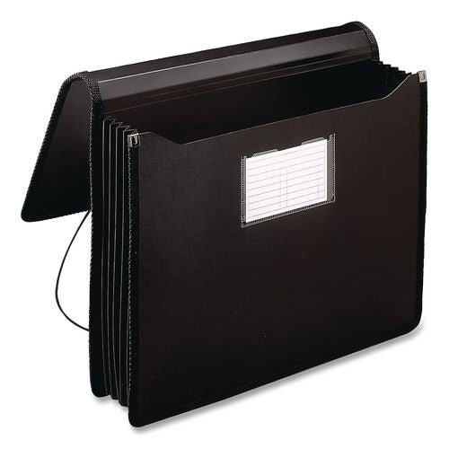 Image of Smead Poly Premium Wallets, 5.25" Expansion, 1 Section, Elastic Cord Closure, Legal Size, Black