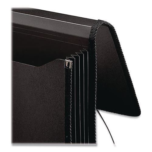 Image of Smead Poly Premium Wallets, 5.25" Expansion, 1 Section, Elastic Cord Closure, Legal Size, Black