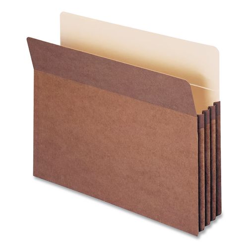 Image of Smead Redrope Drop Front File Pockets with 2/5-Cut Guide Height Tabs, 3.5" Expansion, Letter Size, Redrope, 25/Box