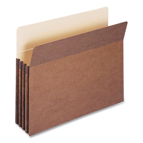 Image of Smead Redrope Drop Front File Pockets with 2/5-Cut Guide Height Tabs, 3.5" Expansion, Letter Size, Redrope, 25/Box