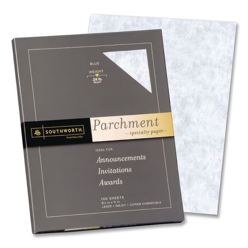 Image of Southworth® 964C Parchment Specialty Paper, 24 lb Bond Weight, 8.5 x 11, Blue, 500/Ream