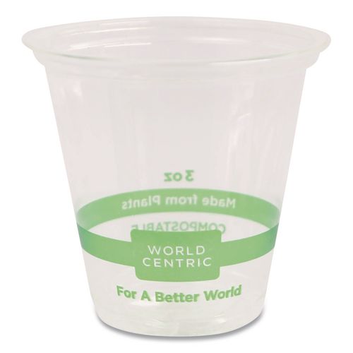 Image of World Centric® CP-CS-3 PLA Clear Portion Cups, 3 oz, Plastic, Clear, 2,500/Carton