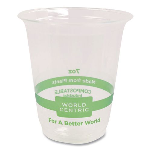 Image of World Centric® CP-CS-7 PLA Clear Cold Cups, 7 oz, Plastic, Clear, 2,000/Carton