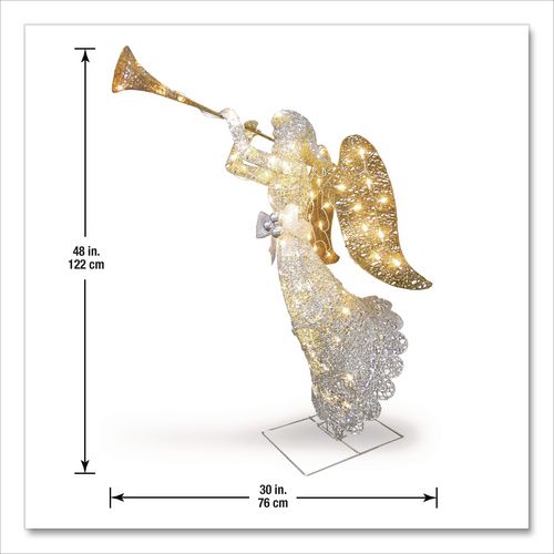 Image of National Tree Company® DF070005U Silver Angel Decor, AC Powered, Cool White LED Lights, 24" x 30 "x 48", Silver