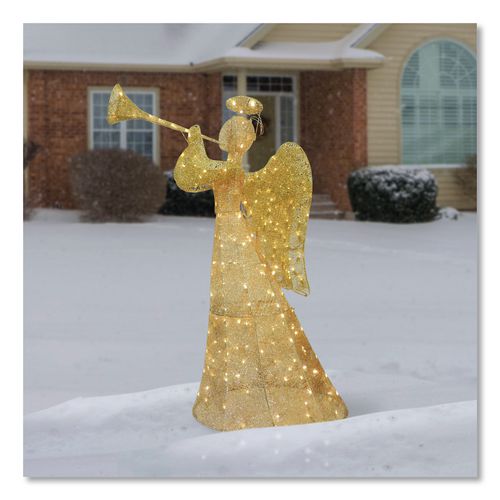 Image of National Tree Company® DF210004C Champagne Angel Decoration, AC Powered, Warm White LED Lights, 18" x 33" x 60", Champagne