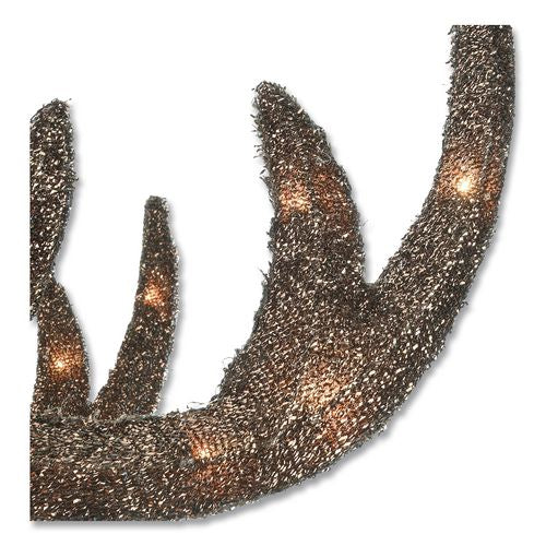 Image of National Tree Company® DF370001U Champagne Glitter Deer Family, AC Powered, Warm White LED Lights, 27" x 8.5" x 60", Champagne