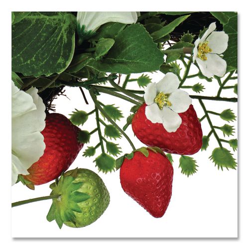 Image of National Tree Company® DS69S21G93241 Petunia and Strawberry Wreath,  22" Diameter x 5"h, White