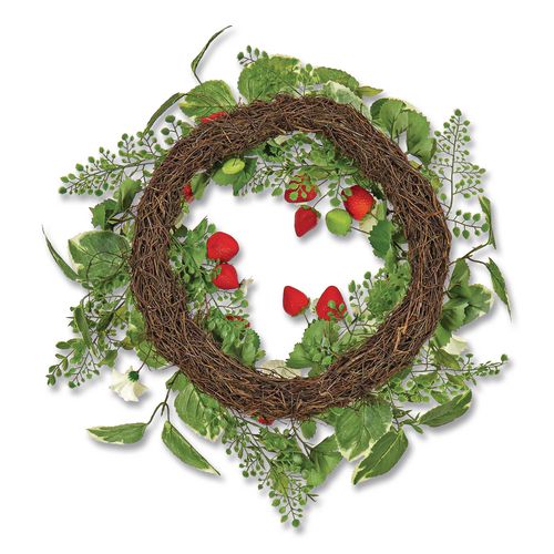 Image of National Tree Company® DS69S21G93241 Petunia and Strawberry Wreath,  22" Diameter x 5"h, White