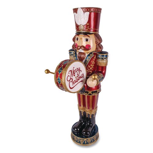 Image of National Tree Company® BG20587A Animated Nutcracker, AC Powered, Blue/Green/Red/Yellow LED Lights, 22.25" x 18" x 58.5", Red