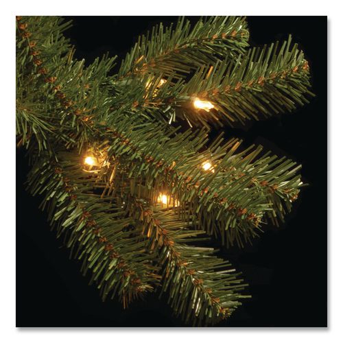 Image of National Tree Company® NRV735865 Pre-Lit North Valley Spruce Pencil Slim Tree, 30" x 30" x 78", Green Tree, Green Tree Stand