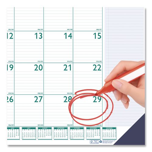 Image of House Of Doolittle Express Track Monthly Desk Pad Calendar, 22 x 17, White/Teal Sheets, Teal Binding, 13-Month: Jan 2025 to Jan 2026