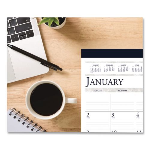 Image of House of Doolittle Recycled Two-Color Monthly Desk Pad Calendar, 22 x 17, Perforated White/Blue/Gray Sheets, 12-Month (Jan-Dec): 2026