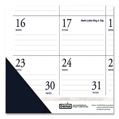 Image of House of Doolittle Recycled Two-Color Monthly Desk Pad Calendar, 22 x 17, Perforated White/Blue/Gray Sheets, 12-Month (Jan-Dec): 2026