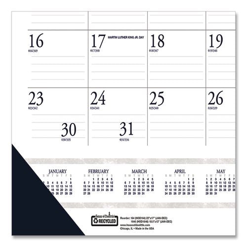 Image of House of Doolittle Recycled Two-Color Monthly Desk Pad Calendar with Notes Section, 22 x 17, Blue Binding/Corners, 12-Month (Jan-Dec): 2026