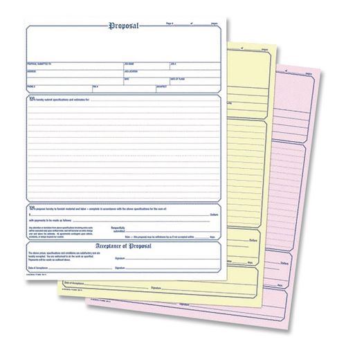 Image of Adams® NC3819 Contractor Proposal Form, Three-Part Carbonless, 8.5 x 11.44, 50 Forms Total