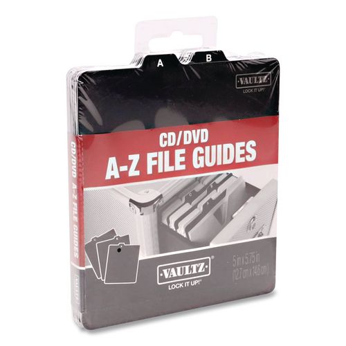 Image of Vaultz® VZ01176 A-Z Cd File Guides, 1/3-Cut Top Tab, A To Z, 5 X 5.75, Black, 26/set