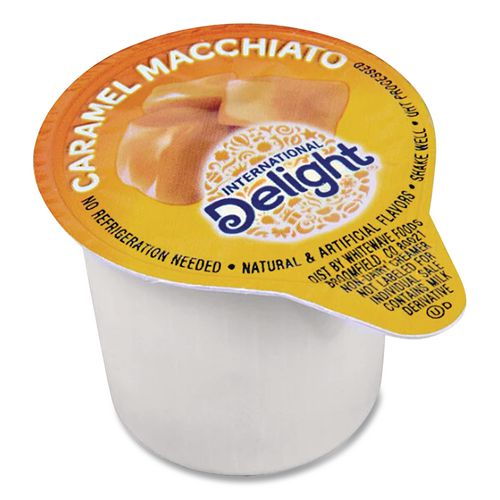 Image of International DelightÂ® Flavored Liquid Non-Dairy Coffee Creamer, Caramel Macchiato, 0.5 oz Mini Cups, 24/Box