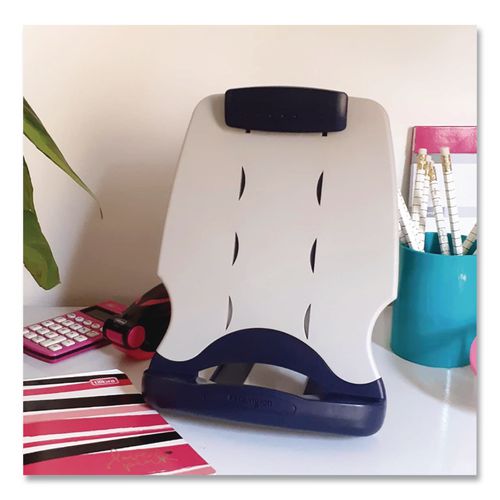 Image of Kensington® K62058US InSight Adjustable Book/Copyholder, Holds Up to 50 Legal Size Sheets, Metal, Midnight Blue/Gray