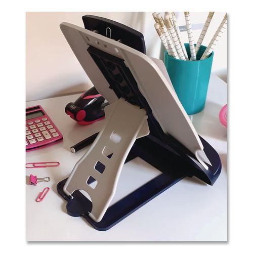 Image of Kensington® K62058US InSight Adjustable Book/Copyholder, Holds Up to 50 Legal Size Sheets, Metal, Midnight Blue/Gray