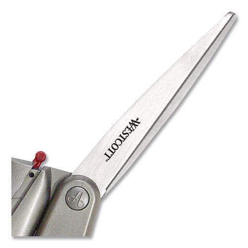 Image of Westcott® 13227 E-Z Open Box Opener Stainless Steel Shears, 8" Long, 3.25" Cut Length, Offset Gray Handle