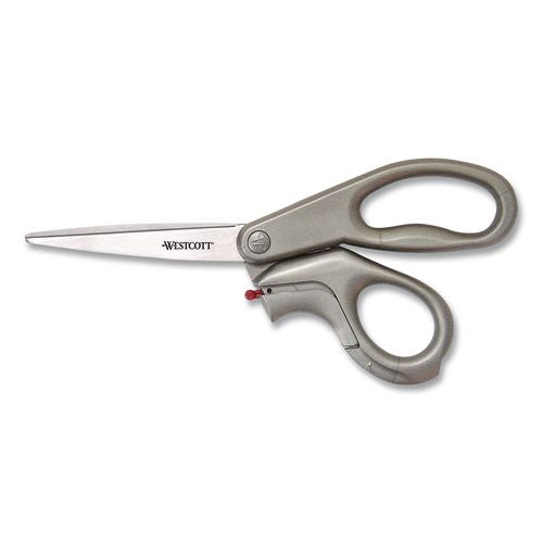 Image of Westcott® 13227 E-Z Open Box Opener Stainless Steel Shears, 8" Long, 3.25" Cut Length, Offset Gray Handle