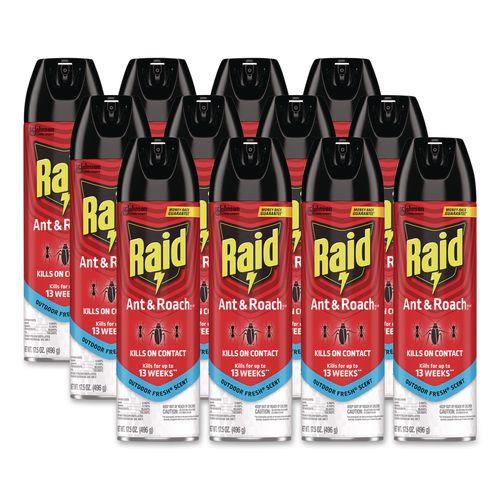 Image of Raid® 386220 Ant and Roach Killer, 17.5 oz Aerosol Spray, Outdoor Fresh, 12/Carton