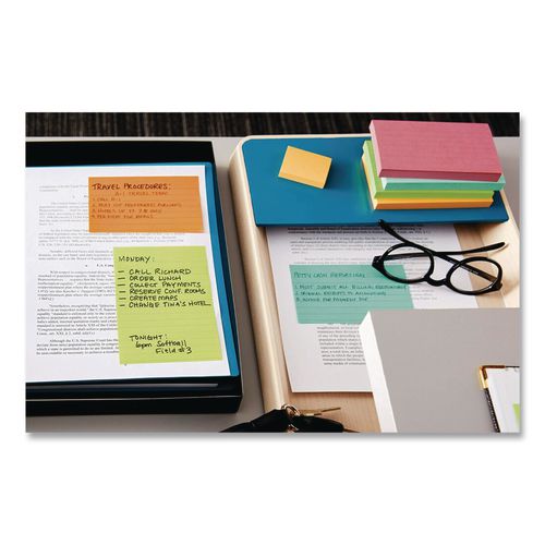 Image of Post-it® Notes 635-5AU Original Pads in Floral Fantasy Collection Colors, Note Ruled, 3" x 5", 100 Sheets/Pad, 5 Pads/Pack