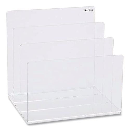 Image of Kantek Clear Acrylic Desk File, 3 Sections, Letter to Legal Size Files, 8" x 6.5" x 7.6", Clear
