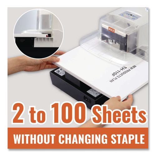 Image of MAX EH110F Eh-110f Professional Heavy Duty Flat Clinch Stapler, 100-Sheet Capacity, Gray