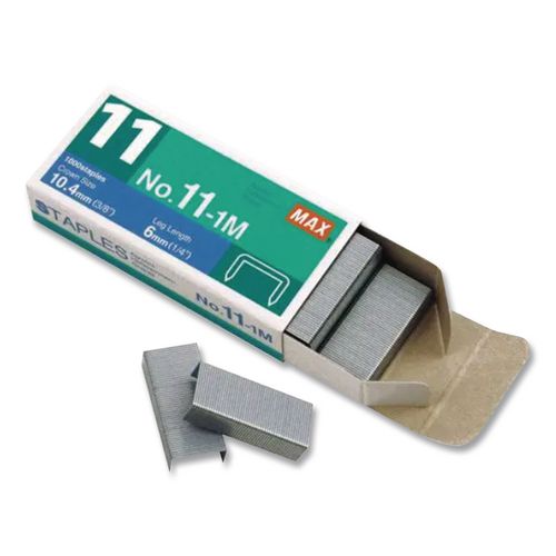 Image of MAX No. 11 Mini Staples, 0.25" Leg, 0.38" Crown, Steel, 1,000/box
