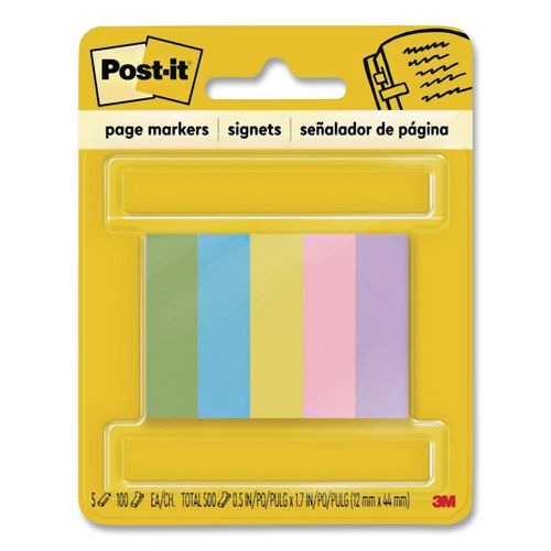 Image of Post-it® 670-5AU Page Flag Markers, Assorted Colors,100 Flags/pad, 5 Pads/pack
